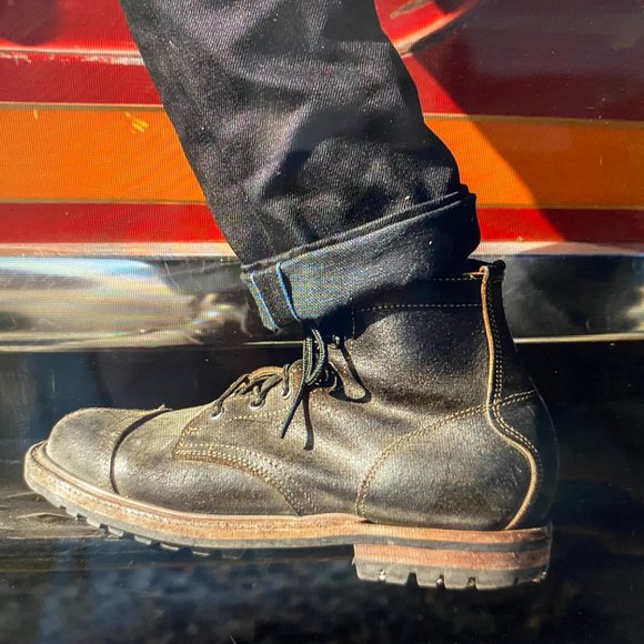 Bull Boxer Vantage 10 Leather Suede Black Biker Ankle Lace Up Boots Biker Core - Picture 4 of 15